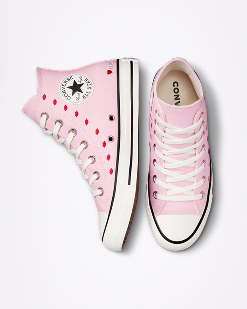 Women's Converse Chuck Taylor All Star Embroidered Lips High Top Shoes Pink / White | AU 93CE1P